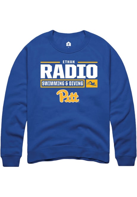 Ethan Radio Rally Mens Blue Pitt Panthers NIL Stacked Box Crew Sweatshirt