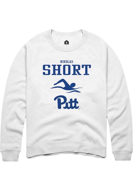 Nikolas Short Rally Mens White Pitt Panthers NIL Sport Icon Crew Sweatshirt