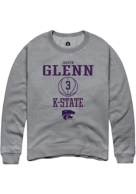 Jaelyn Glenn Rally Mens Grey K-State Wildcats NIL Sport Icon Crew Sweatshirt