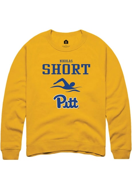 Nikolas Short Rally Mens Gold Pitt Panthers NIL Sport Icon Crew Sweatshirt