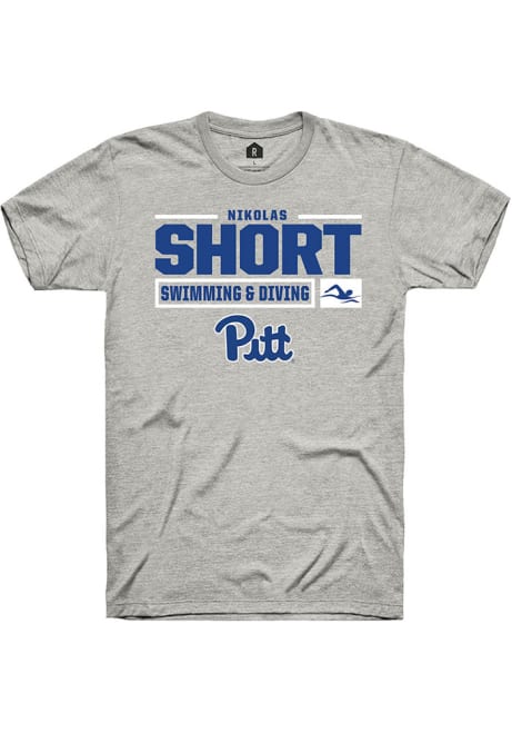 Nikolas Short Ash Pitt Panthers NIL Stacked Box Short Sleeve T Shirt