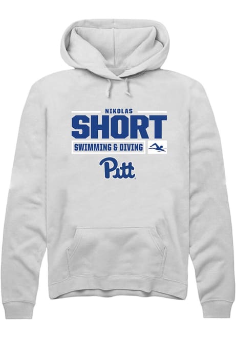 Nikolas Short Rally Mens White Pitt Panthers NIL Stacked Box Hooded Sweatshirt