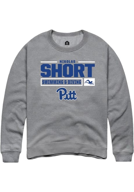 Nikolas Short Rally Mens Graphite Pitt Panthers NIL Stacked Box Crew Sweatshirt