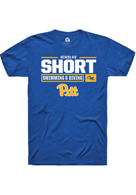 Nikolas Short Blue Pitt Panthers NIL Stacked Box Short Sleeve T Shirt