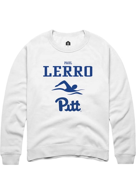 Paul Lerro Rally Mens White Pitt Panthers NIL Sport Icon Crew Sweatshirt