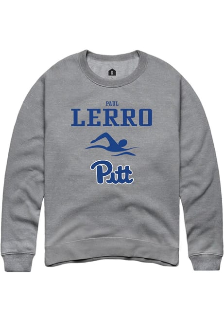 Paul Lerro Rally Mens Graphite Pitt Panthers NIL Sport Icon Crew Sweatshirt