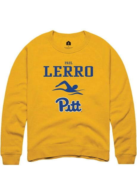 Paul Lerro Rally Mens Gold Pitt Panthers NIL Sport Icon Crew Sweatshirt