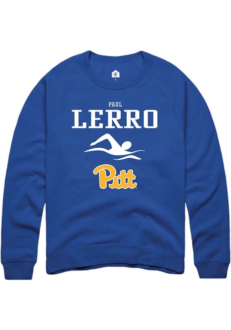 Paul Lerro Rally Mens Blue Pitt Panthers NIL Sport Icon Crew Sweatshirt