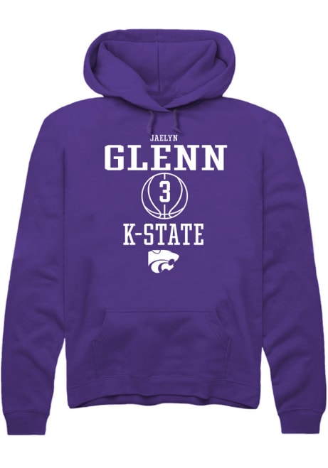 Jaelyn Glenn Rally Mens Purple K-State Wildcats NIL Sport Icon Hooded Sweatshirt