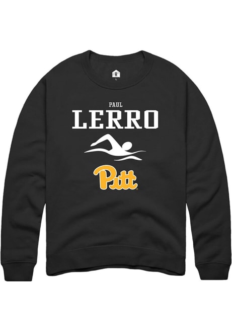 Paul Lerro Rally Mens Black Pitt Panthers NIL Sport Icon Crew Sweatshirt