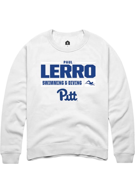 Paul Lerro Rally Mens White Pitt Panthers NIL Stacked Box Crew Sweatshirt