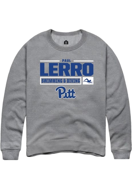 Paul Lerro Rally Mens Graphite Pitt Panthers NIL Stacked Box Crew Sweatshirt