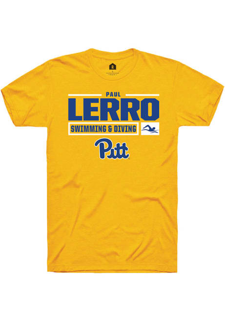 Paul Lerro Gold Pitt Panthers NIL Stacked Box Short Sleeve T Shirt