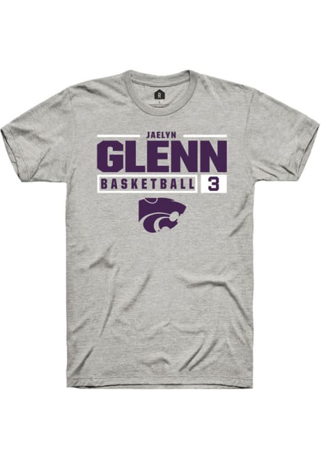Jaelyn Glenn Ash K-State Wildcats NIL Stacked Box Short Sleeve T Shirt