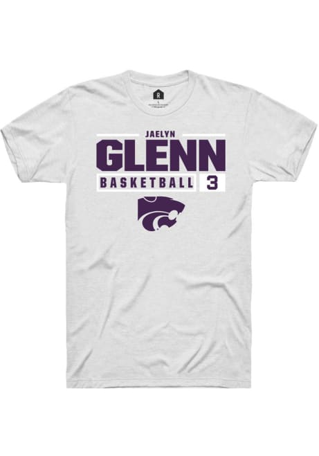 Jaelyn Glenn White K-State Wildcats NIL Stacked Box Short Sleeve T Shirt