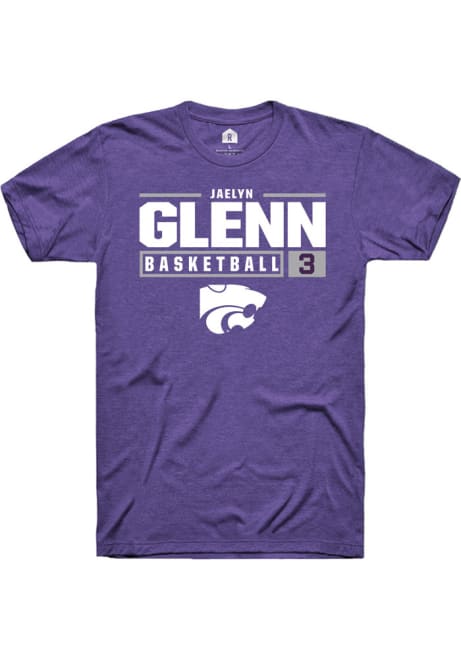 Jaelyn Glenn Purple K-State Wildcats NIL Stacked Box Short Sleeve T Shirt