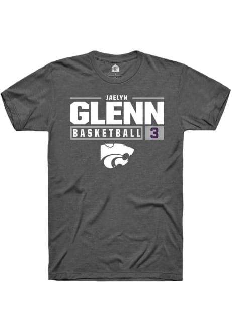 Jaelyn Glenn Grey K-State Wildcats NIL Stacked Box Short Sleeve T Shirt