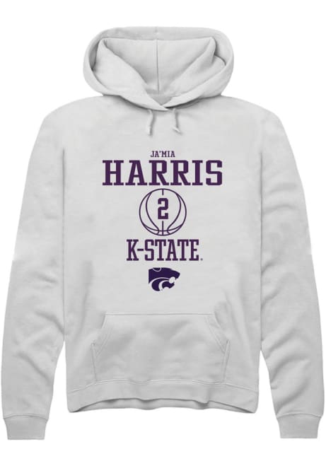 Jamia Harris Rally Mens White K-State Wildcats NIL Sport Icon Hooded Sweatshirt