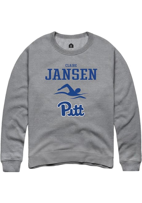 Claire Jansen Rally Mens Graphite Pitt Panthers NIL Sport Icon Crew Sweatshirt