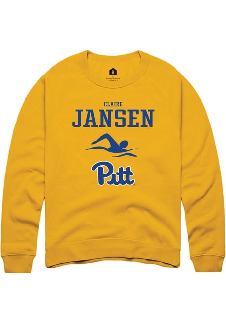 Claire Jansen Rally Mens Gold Pitt Panthers NIL Sport Icon Crew Sweatshirt