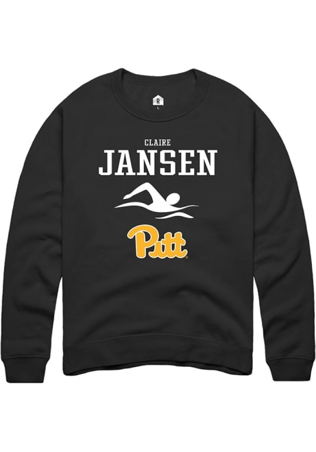 Claire Jansen Rally Mens Black Pitt Panthers NIL Sport Icon Crew Sweatshirt