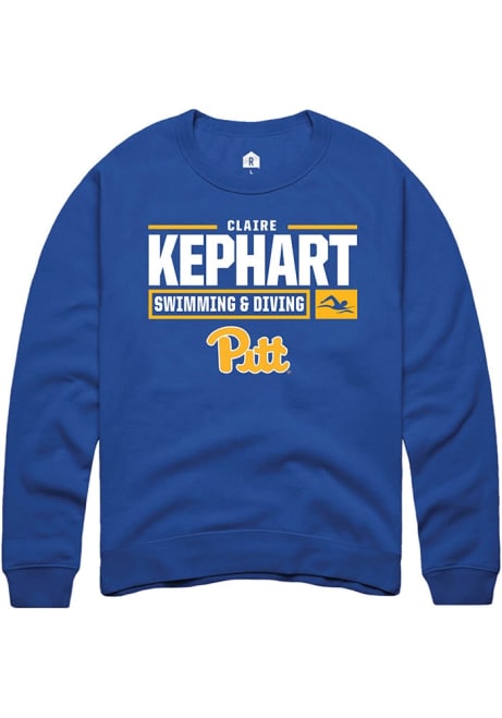 Claire Jansen Rally Mens Blue Pitt Panthers NIL Stacked Box Crew Sweatshirt