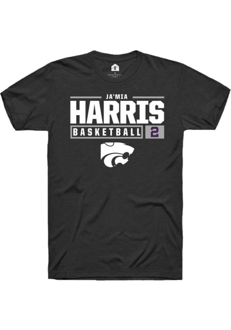 Jamia Harris Black K-State Wildcats NIL Stacked Box Short Sleeve T Shirt