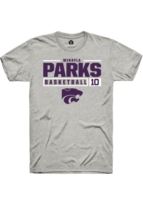 Mikayla Parks Ash K-State Wildcats NIL Stacked Box Short Sleeve T Shirt