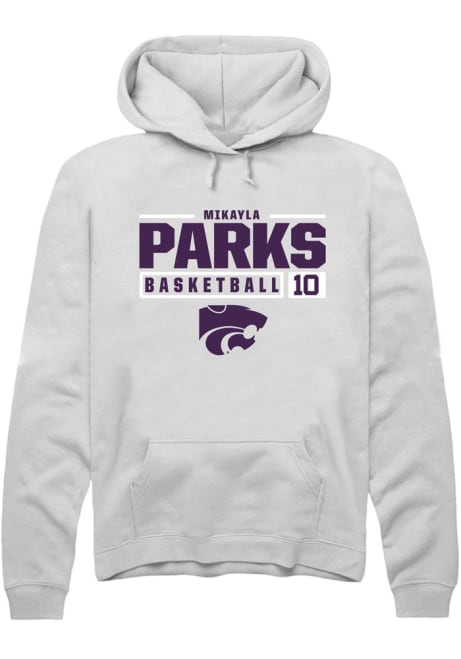 Mikayla Parks Rally Mens White K-State Wildcats NIL Stacked Box Hooded Sweatshirt