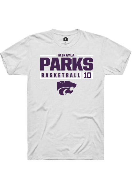 Mikayla Parks White K-State Wildcats NIL Stacked Box Short Sleeve T Shirt