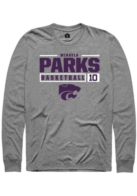 Mikayla Parks Rally Mens Graphite K-State Wildcats NIL Stacked Box Tee
