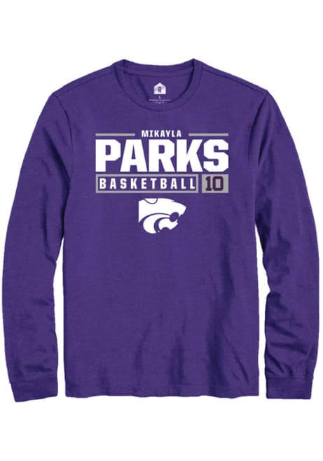 Mikayla Parks Rally Mens Purple K-State Wildcats NIL Stacked Box Tee