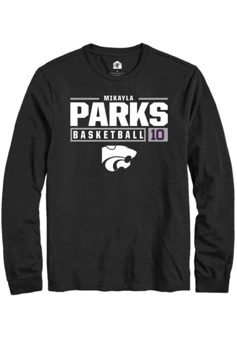 Mikayla Parks Rally Mens Black K-State Wildcats NIL Stacked Box Tee