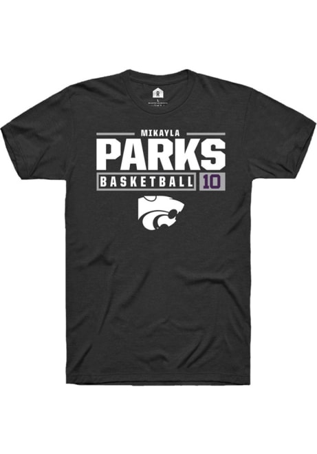 Mikayla Parks Black K-State Wildcats NIL Stacked Box Short Sleeve T Shirt