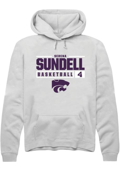Serena Sundell Rally Mens White K-State Wildcats NIL Stacked Box Hooded Sweatshirt