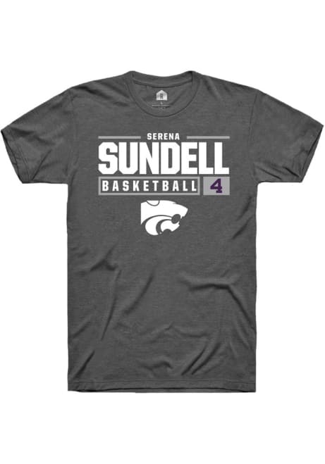 Serena Sundell Grey K-State Wildcats NIL Stacked Box Short Sleeve T Shirt
