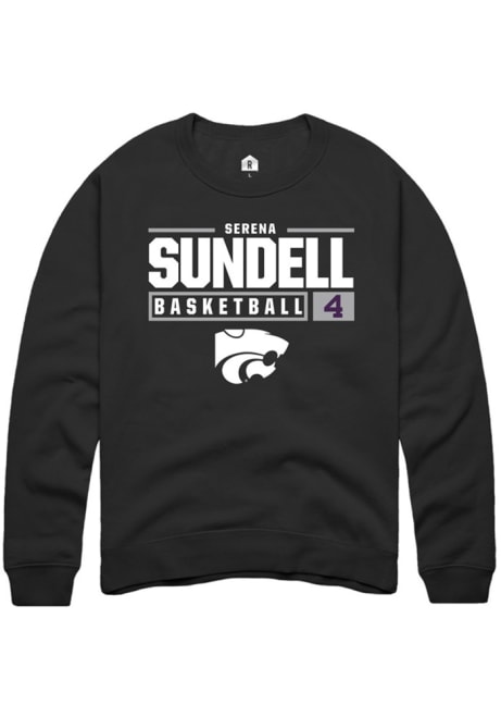 Serena Sundell Rally Mens Black K-State Wildcats NIL Stacked Box Crew Sweatshirt