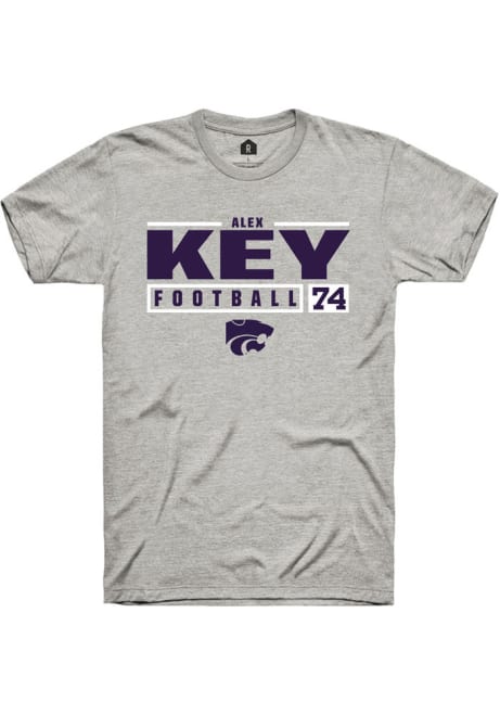 Alex Key Ash K-State Wildcats NIL Stacked Box Short Sleeve T Shirt