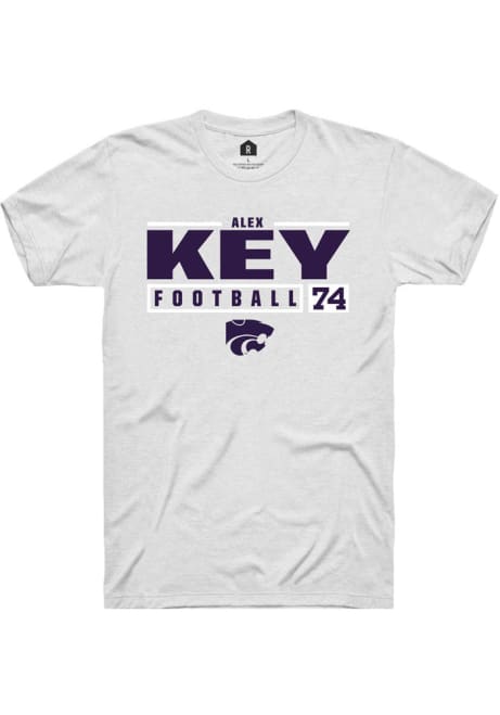 Alex Key White K-State Wildcats NIL Stacked Box Short Sleeve T Shirt