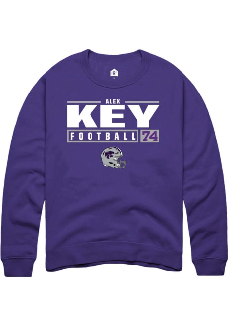 Alex Key Rally Mens Purple K-State Wildcats NIL Stacked Box Crew Sweatshirt