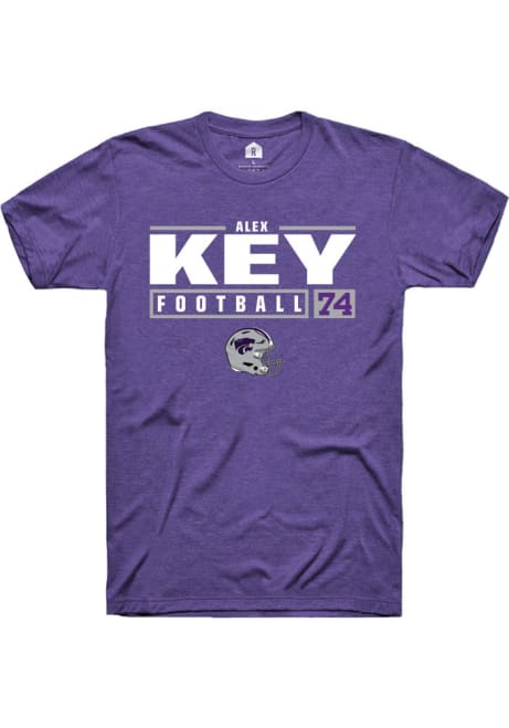 Alex Key Purple K-State Wildcats NIL Stacked Box Short Sleeve T Shirt