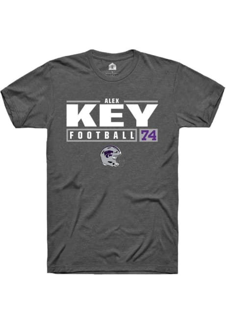 Alex Key Dark Grey K-State Wildcats NIL Stacked Box Short Sleeve T Shirt