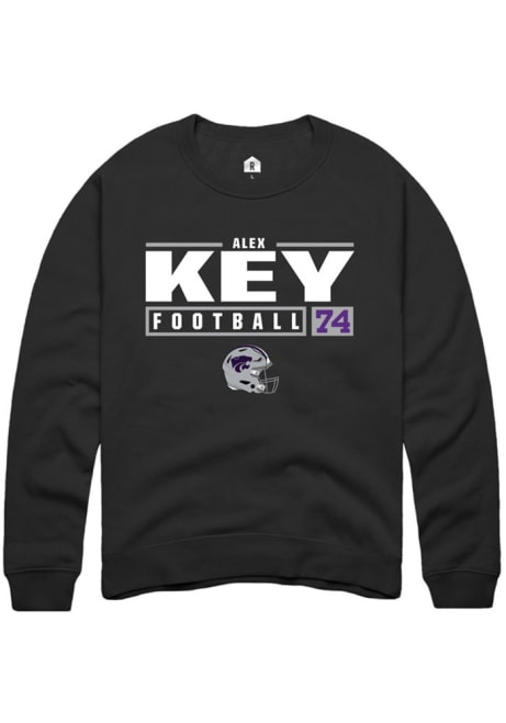 Alex Key Rally Mens Black K-State Wildcats NIL Stacked Box Crew Sweatshirt