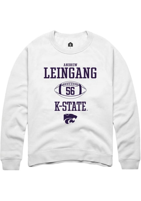 Andrew Leingang Rally Mens White K-State Wildcats NIL Sport Icon Crew Sweatshirt