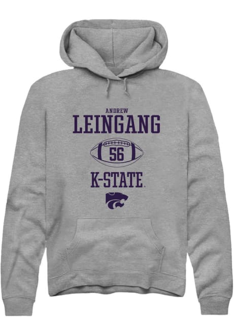 Andrew Leingang Rally Mens Graphite K-State Wildcats NIL Sport Icon Hooded Sweatshirt