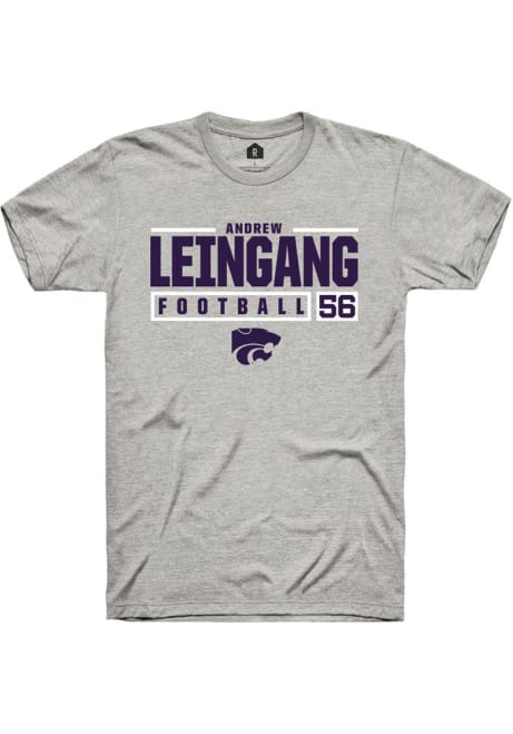 Andrew Leingang Ash K-State Wildcats NIL Stacked Box Short Sleeve T Shirt