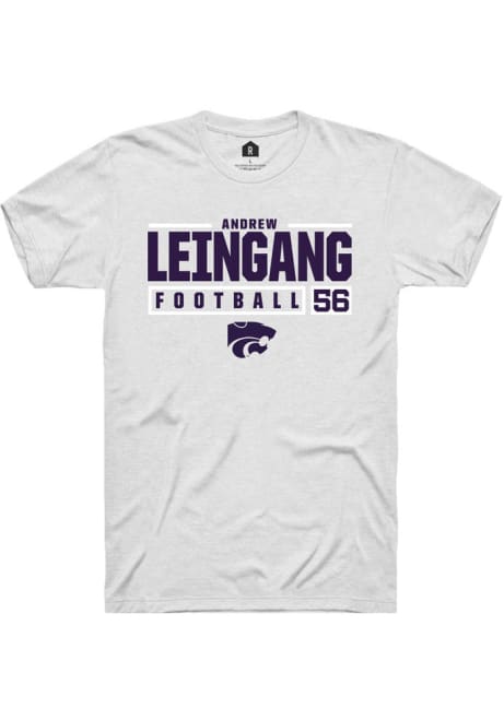 Andrew Leingang White K-State Wildcats NIL Stacked Box Short Sleeve T Shirt