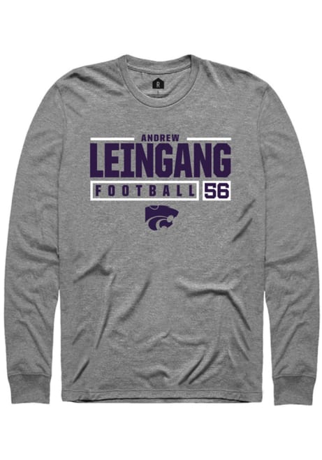 Andrew Leingang Rally Mens Graphite K-State Wildcats NIL Stacked Box Tee