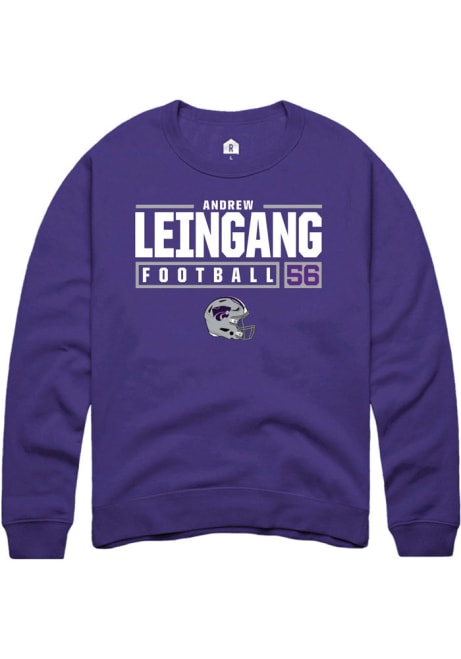 Andrew Leingang Rally Mens Purple K-State Wildcats NIL Stacked Box Crew Sweatshirt