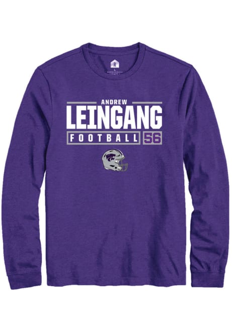 Andrew Leingang Rally Mens Purple K-State Wildcats NIL Stacked Box Tee